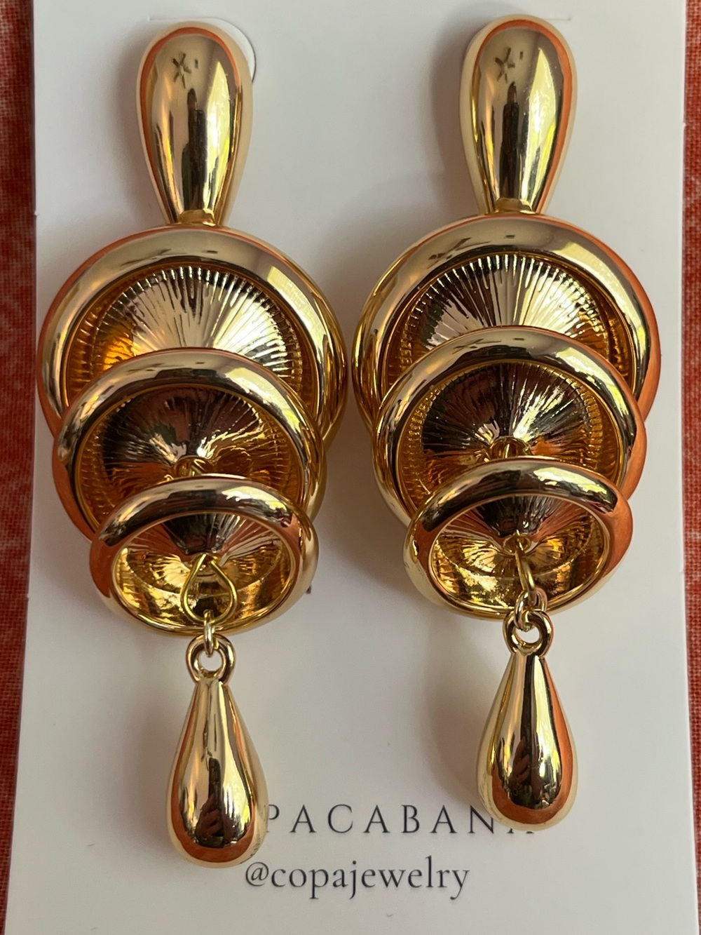 Gold Dramatic and Bold Drop Statement Earrings 3”